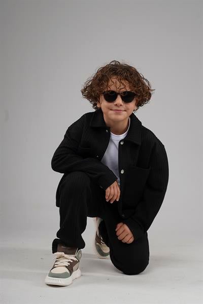 Kingbrich Kids Önü Çıtçıtlı Jakarlı Gömlek Takım