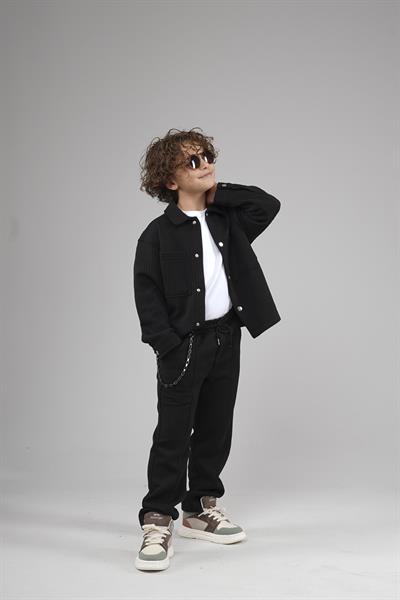 Kingbrich Kids Önü Çıtçıtlı Jakarlı Gömlek Takım