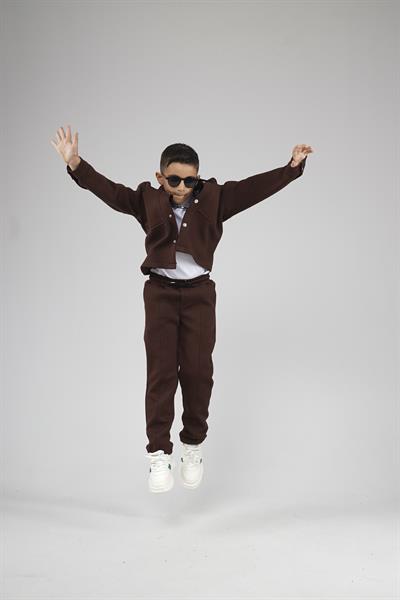 Kingbrich Kids Önü Çıtçıtlı Jakarlı Gömlek Takım