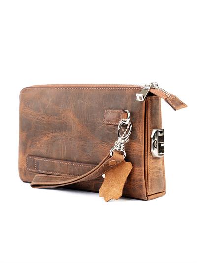 Kingbrich Logolu Hakiki Deri Kaplamalı Unisex El Çantası