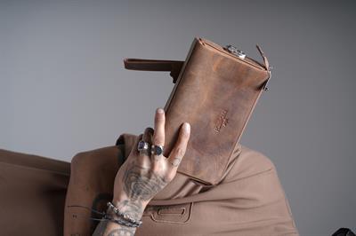 Kingbrich Logolu Hakiki Deri Kaplamalı Unisex El Çantası