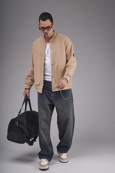 Kolej Yaka Oversize Kalıp Çıtçıt Kapamalı Polar 