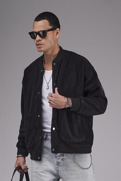 Kolej Yaka Oversize Kalıp Çıtçıt Kapamalı Polar 