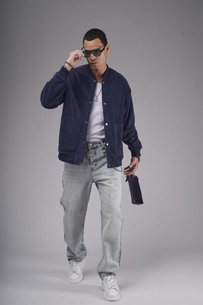 Kolej Yaka Oversize Kalıp Çıtçıt Kapamalı Polar 