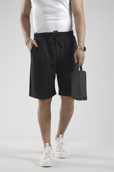 Lastikli Bel Cepli Pike Kumaş Şort