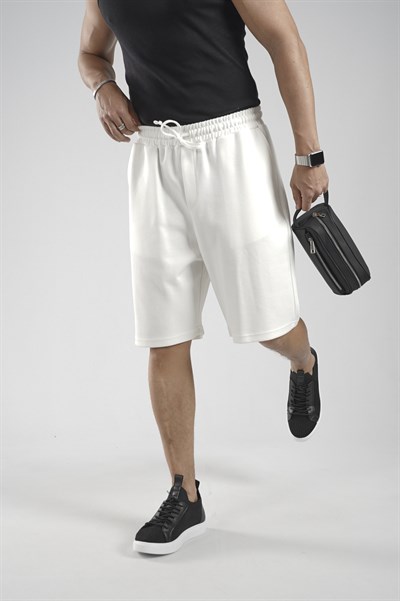 Lastikli Bel Cepli Pike Kumaş Şort