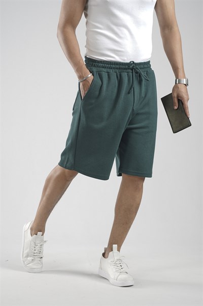 Lastikli Bel Cepli Pike Kumaş Şort