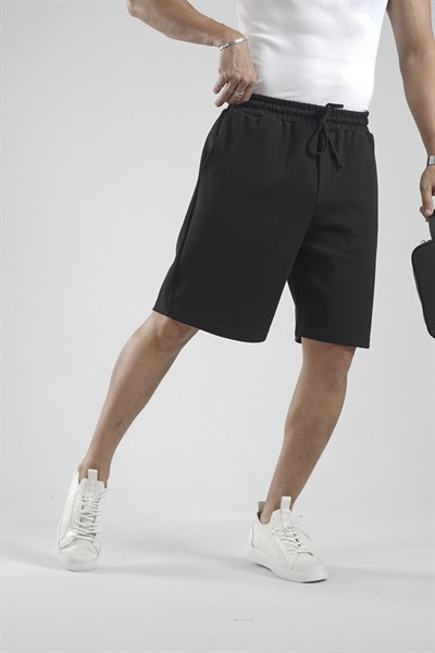 Lastikli Bel Cepli Pike Kumaş Şort