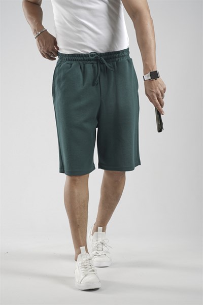 Lastikli Bel Cepli Pike Kumaş Şort