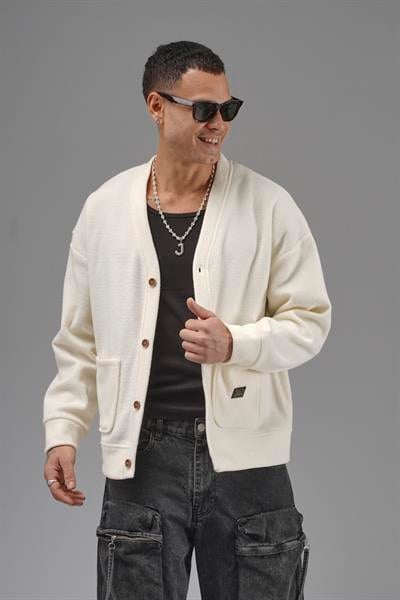 Logo Detaylı Oversize Kalıp Erkek Hırka