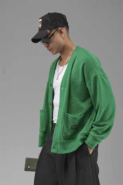 Logo Detaylı Oversize Kalıp Erkek Hırka