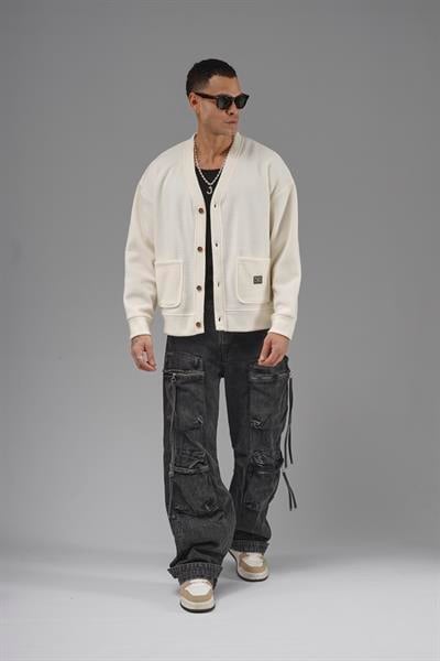 Logo Detaylı Oversize Kalıp Erkek Hırka