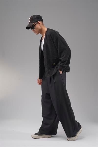 Logo Detaylı Oversize Kalıp Erkek Hırka