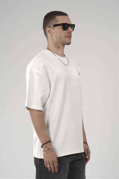 Nakış Detaylı Baskılı Erkek Oversize Kalıp Tişört