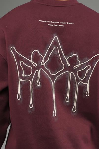 Nakış Detaylı Logolu Bisiklet Yaka Oversize Kalıp Sweatshirt