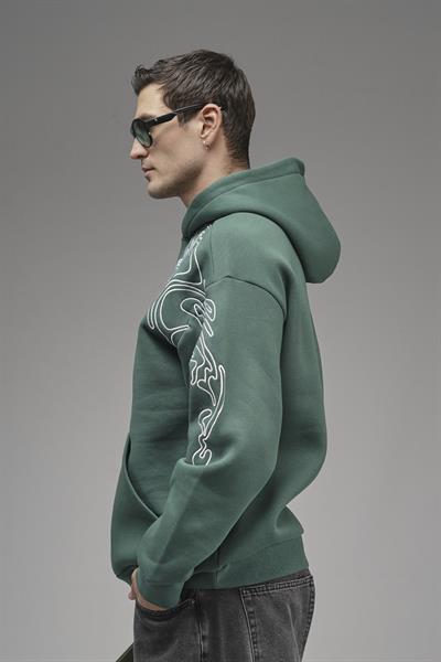 Nakış Detaylı Oversize Kalıp Kapüşonlu Sweatshirt