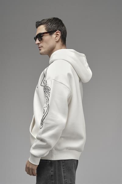 Nakış Detaylı Oversize Kalıp Kapüşonlu Sweatshirt