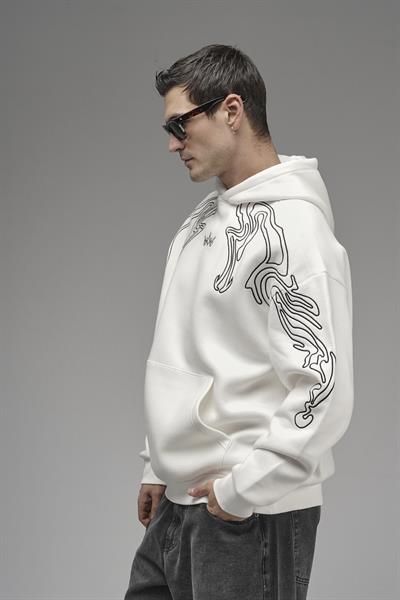 Nakış Detaylı Oversize Kalıp Kapüşonlu Sweatshirt