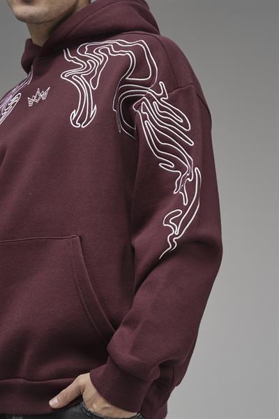 Nakış Detaylı Oversize Kalıp Kapüşonlu Sweatshirt