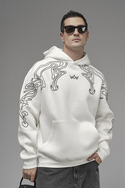 Nakış Detaylı Oversize Kalıp Kapüşonlu Sweatshirt