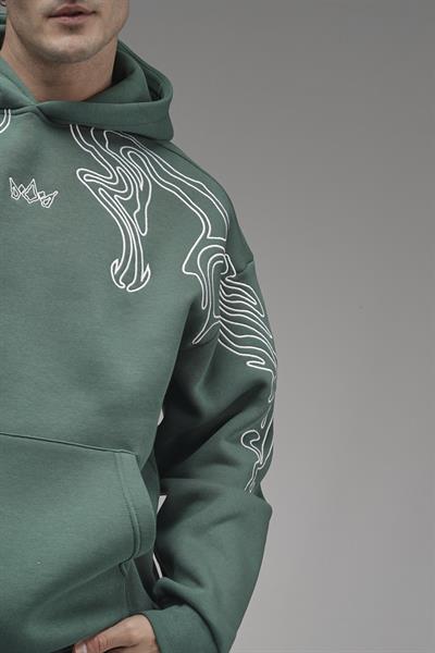 Nakış Detaylı Oversize Kalıp Kapüşonlu Sweatshirt