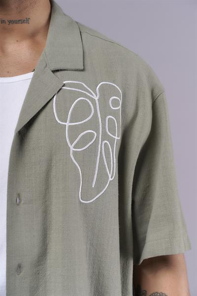 Nakış Detaylı Pamuk Keten Şort Takım