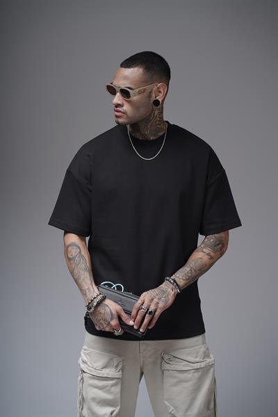 Nakışlı Sırtı Baskılı Biyeli Oversize Kalıp Unisex Tişört