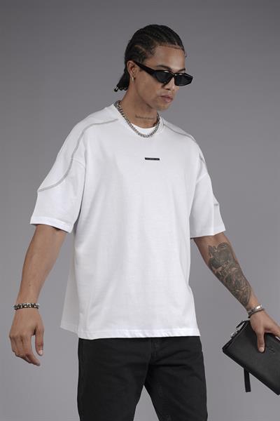 Omuzları Karyoka Dikişli Baskılı Oversize Kalıp Tişört