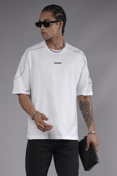 Omuzları Karyoka Dikişli Baskılı Oversize Kalıp Tişört