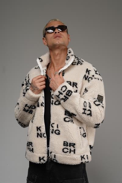 Önü Fermuarlı Kingbrich Yazılı Oversize Kalıp Peluş