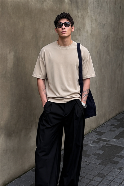 Oversize Kalıp Basic %100 Pamuklu Erkek Tişört