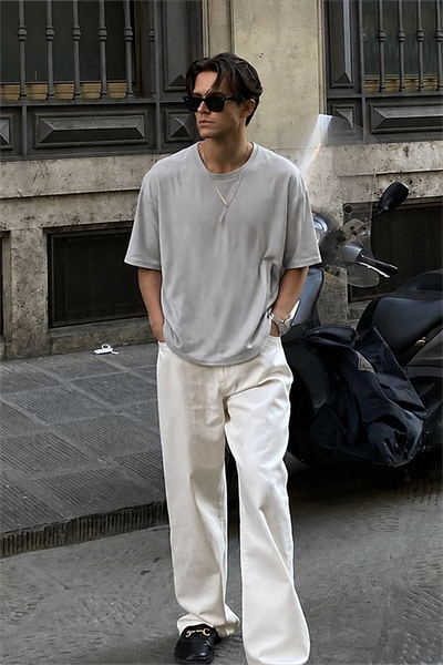 Oversize Kalıp Basic %100 Pamuklu Erkek Tişört