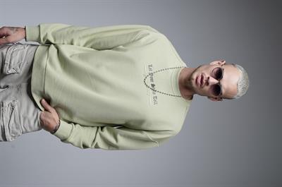 Oversize Kalıp Baskılı Yaka Kol Ribanalı Sweat