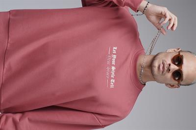 Oversize Kalıp Baskılı Yaka Kol Ribanalı Sweat