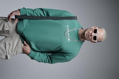 Oversize Kalıp Baskılı Yaka Kol Ribanalı Sweat