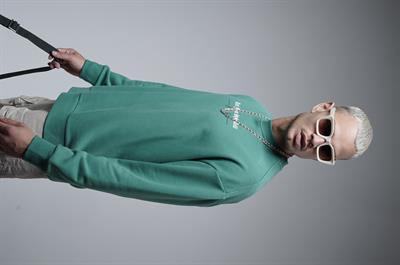 Oversize Kalıp Baskılı Yaka Kol Ribanalı Sweat