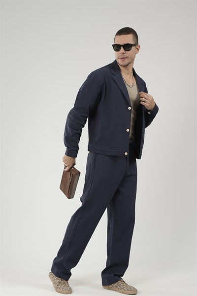 Oversize Kalıp Blazer Keten Alt Üst Takım