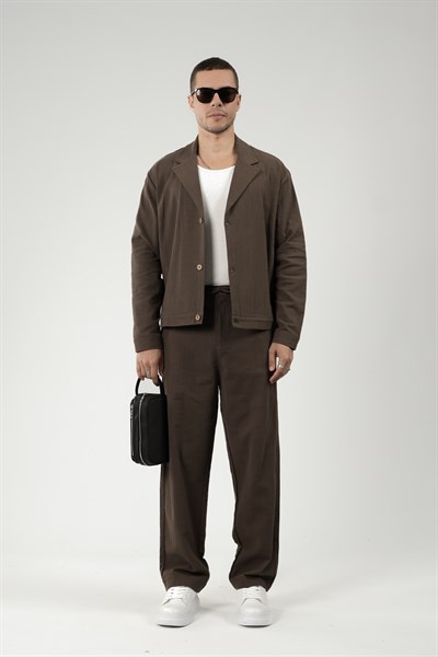 Oversize Kalıp Blazer Keten Alt Üst Takım