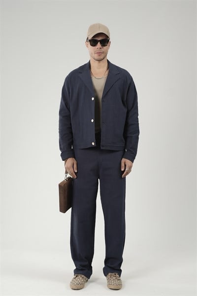 Oversize Kalıp Blazer Keten Alt Üst Takım