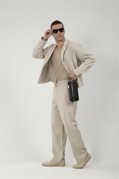 Oversize Kalıp Blazer Keten Alt Üst Takım