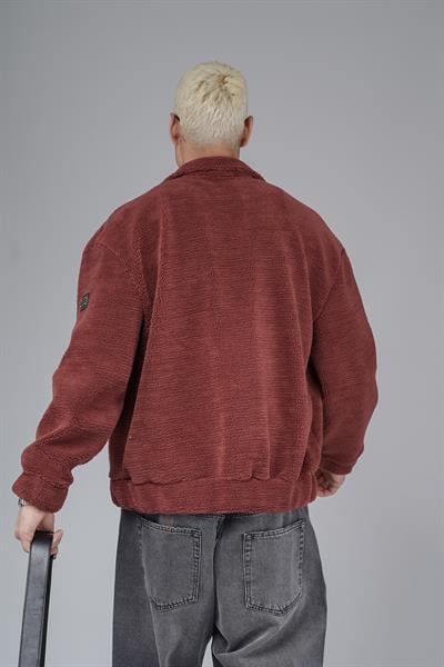 Oversize Kalıp Çıtçıt Kapamalı Logo Detaylı Peluş Ceket