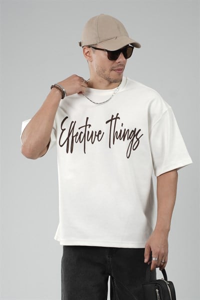 Oversize Kalıp Effective Things Yazılı Basic Tişört