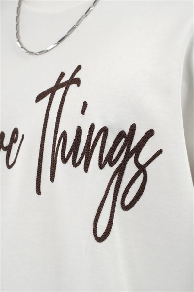 Oversize Kalıp Effective Things Yazılı Basic Tişört