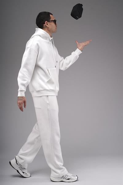 Oversize Kalıp Kanguru Cepli Kapuşonlu Düz Alt Üst Takım