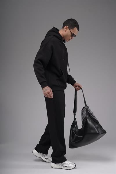 Oversize Kalıp Kanguru Cepli Kapuşonlu Düz Alt Üst Takım