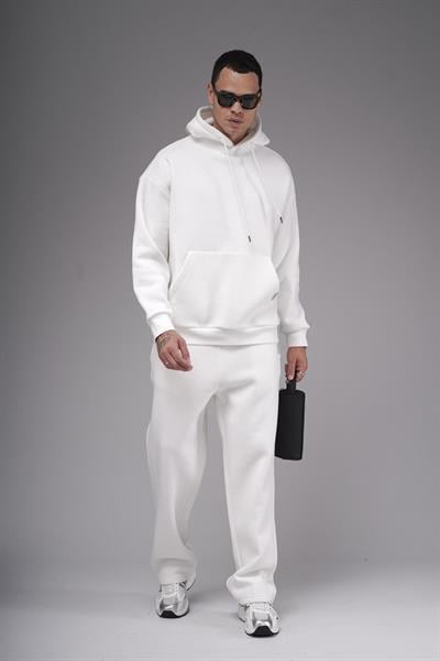 Oversize Kalıp Kanguru Cepli Kapuşonlu Düz Alt Üst Takım