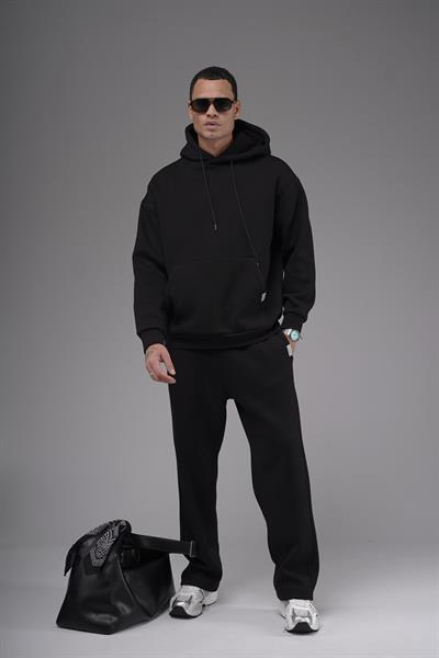 Oversize Kalıp Kanguru Cepli Kapuşonlu Düz Alt Üst Takım