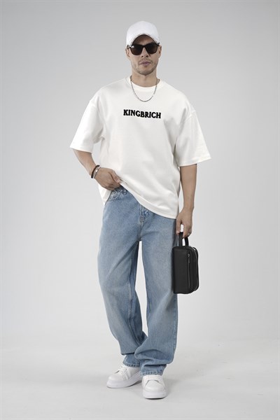 Oversize Kalıp Kingbrich Baskılı Tişört
