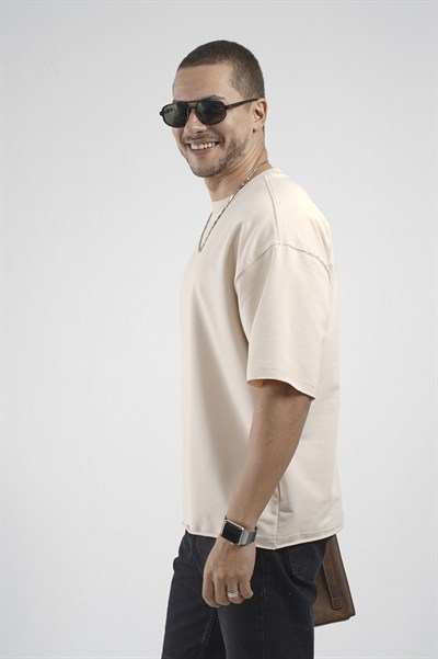 Oversize Kalıp Likralı Basic Tişört