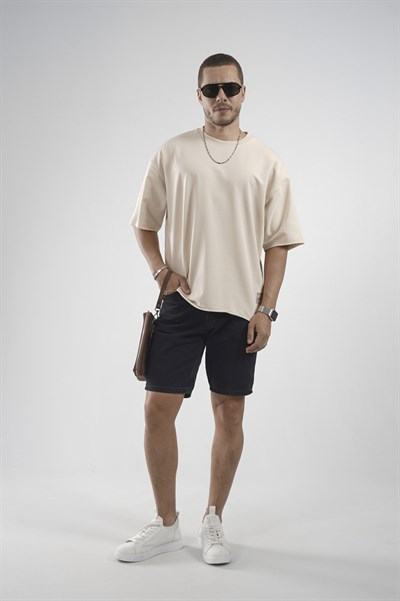 Oversize Kalıp Likralı Basic Tişört